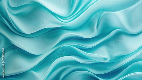 Wallpaper Mural Soft, Flowing Aquamarine Fabric Waves, blue background Torontodigital.ca