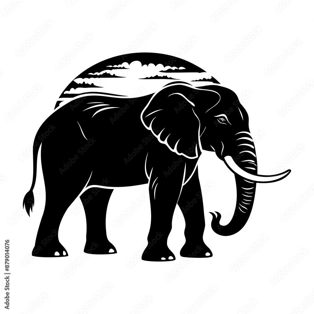 Fototapeta premium Elephant In Nature Silhouettes Collection