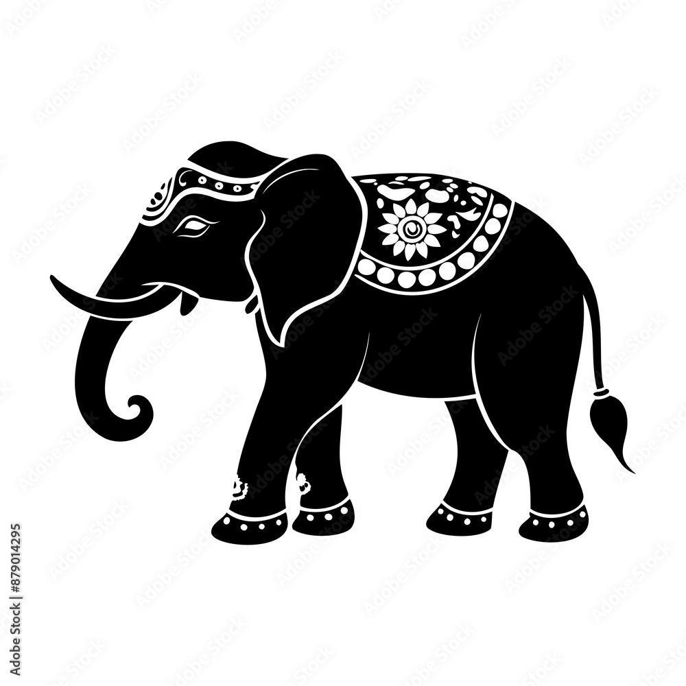 Obraz premium Elephant Ornament Silhouettes Collection