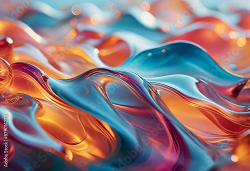 Wallpaper Mural mesmerizing backdrop of overlapping wavy glass shapes in a gradient of colors, creating a sense of depth and fluidity Torontodigital.ca