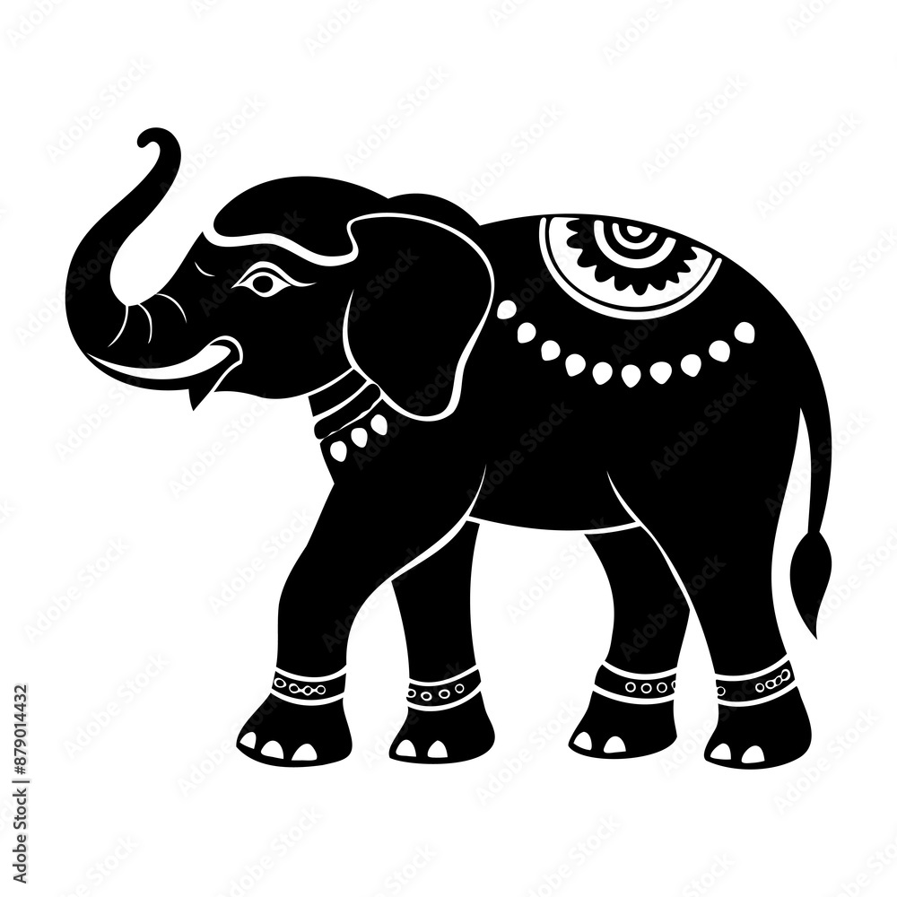 Obraz premium Elephant Ornament Silhouettes Collection