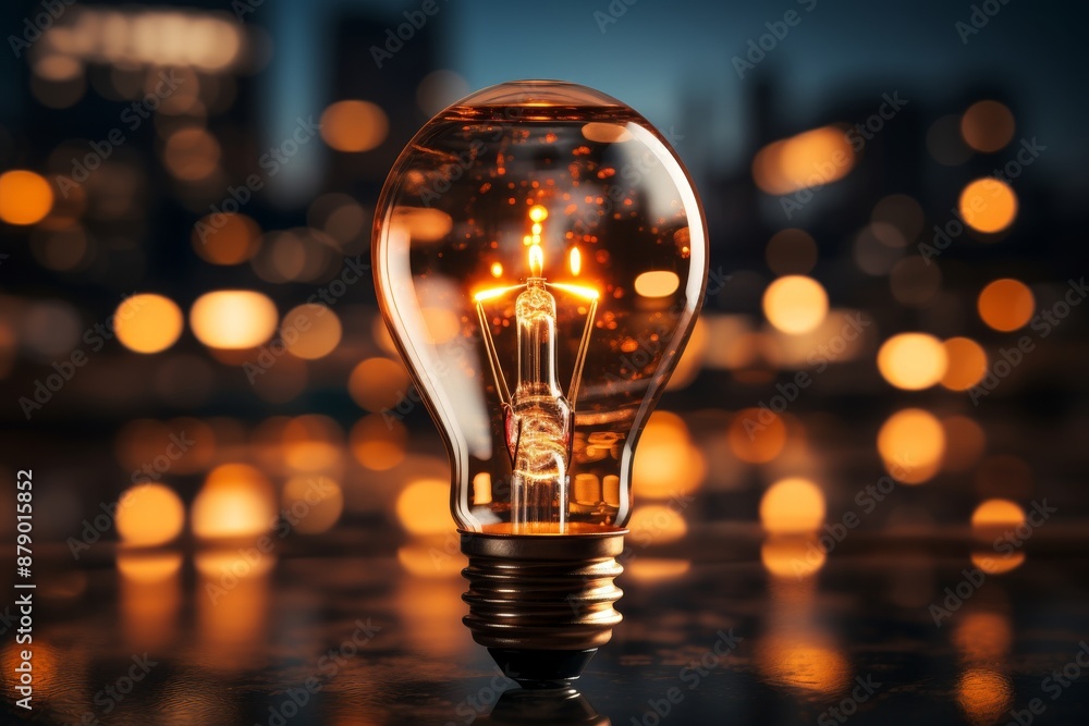 Bright light bulb on dark abstract background in low key lighting for impactful visual contrast Bright light bulb on dark abstract background in low key lighting for impactful visual contrast