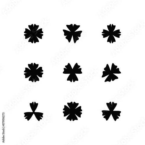 set of clover icon with three and four petals saint patrick day floral decoration elements good luck charm vector