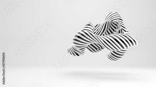 Wallpaper Mural Geometric Elegance: 3D Twisted Shape on White Background - Abstract Minimalism Design, Generative Ai Torontodigital.ca