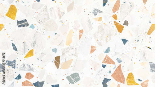 white terrazzo flooring texture background. Natural White marble texture for skin tile wallpaper luxurious background, terrazzo floor tile on cement surface
