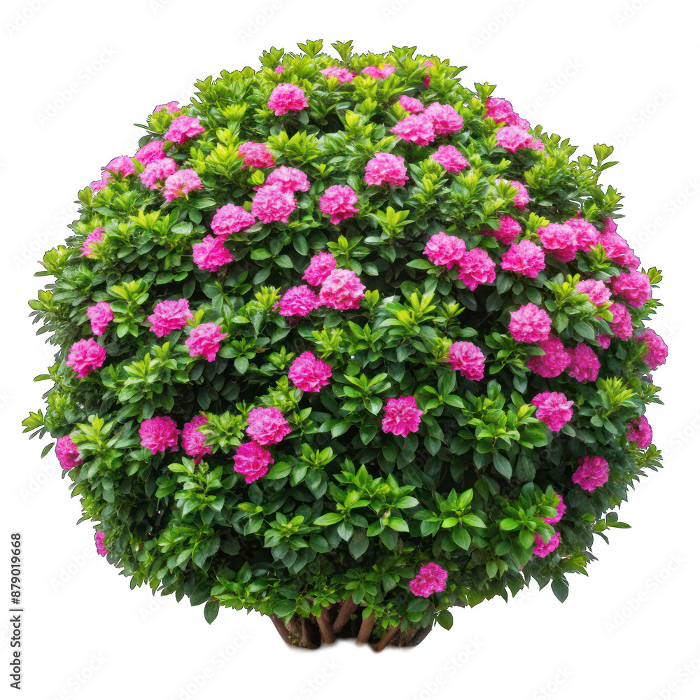 Naklejka premium Lush garden bush with pink flower isolated on transparent background