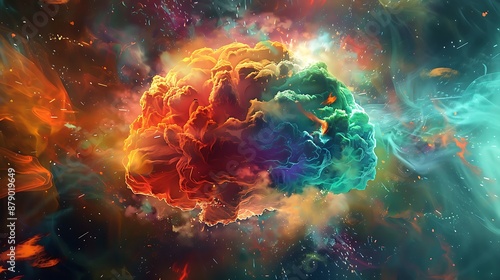 Dynamic Mind Explosion: Vibrant Creativity and Artistic Knowledge Bursting with Colorful Brilliance