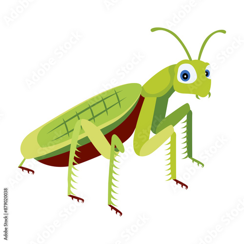 Cute hunter mantis icon in flat style 

