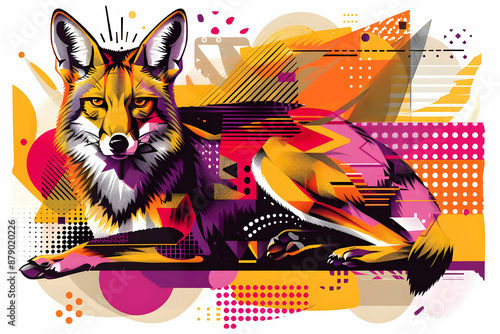 Geometric Abstract Illustration of a Coyote photo