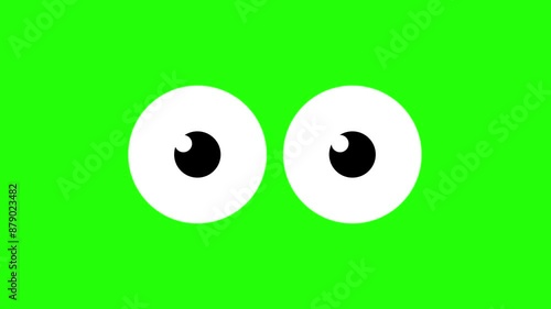 Animated cartoon eyes gif blinking in the dark and looking around and up and down. Isolated design element on Black Backdrop.
