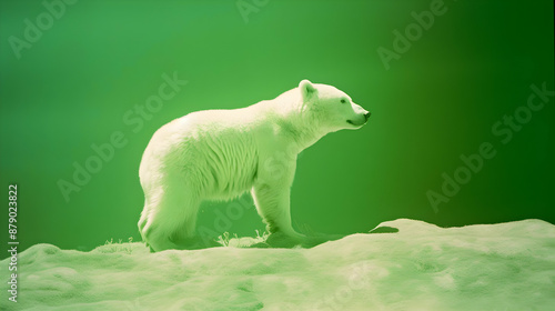 Polar Bear Standing on Green Background Illustration