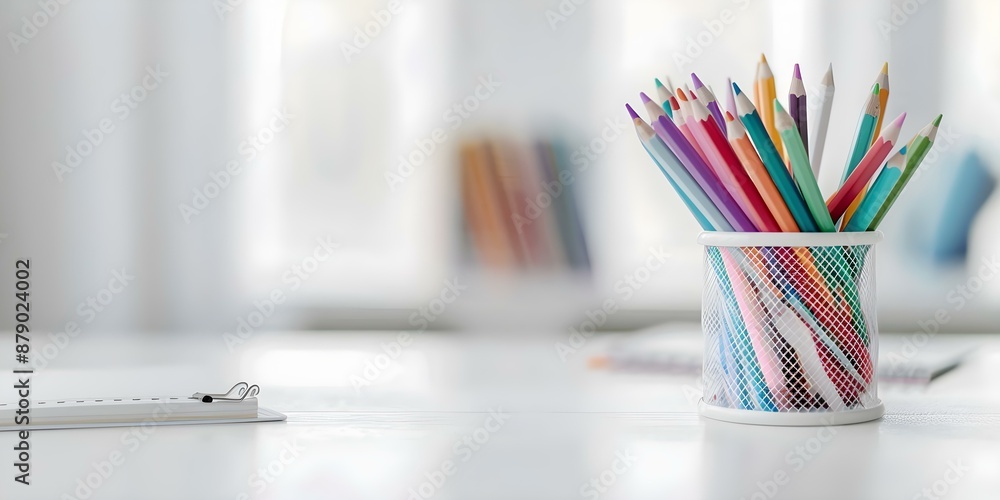 Obraz premium School supplies on a desk ready for the new school year. Concept Back to School, Classroom Setup, Stationery Organization, Study Space, Academic Essentials