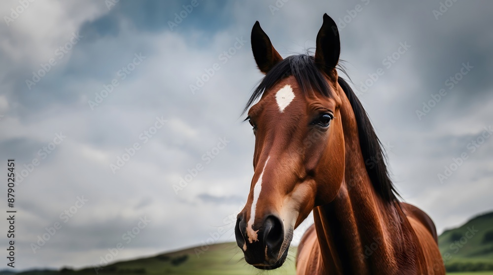 Obraz premium Concept photo of a brown horse with space for text