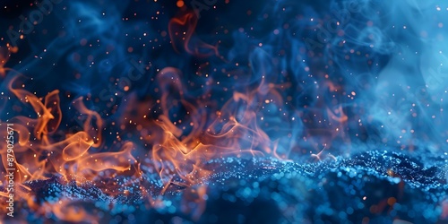 Wallpaper Mural Blue fire overlay with sparks embers and smoke over 3D powder texture. Concept Special Effects, Fire Overlay, 3D Texture, Sparks Embers, Smoke Effect Torontodigital.ca