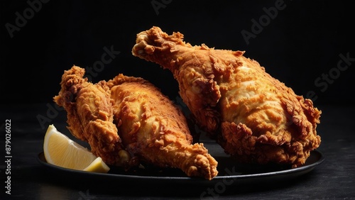 Elegant Minimalism, Pairing Two Fried Chicken Halves with Lemon Accents