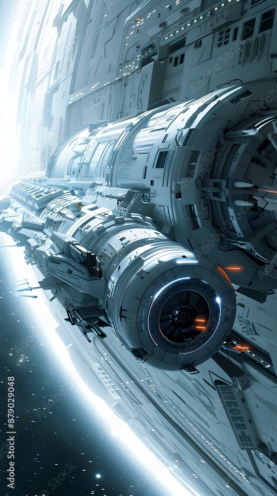 Futuristic Interstellar Starship with Holographic Navigation System Futuristic Interstellar Starship with Holographic Navigation System