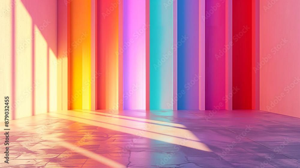 Bright rainbow modern minimalistic interior background wall mockup 3d render
Bright rainbow modern minimalistic interior background wall mockup 3d render