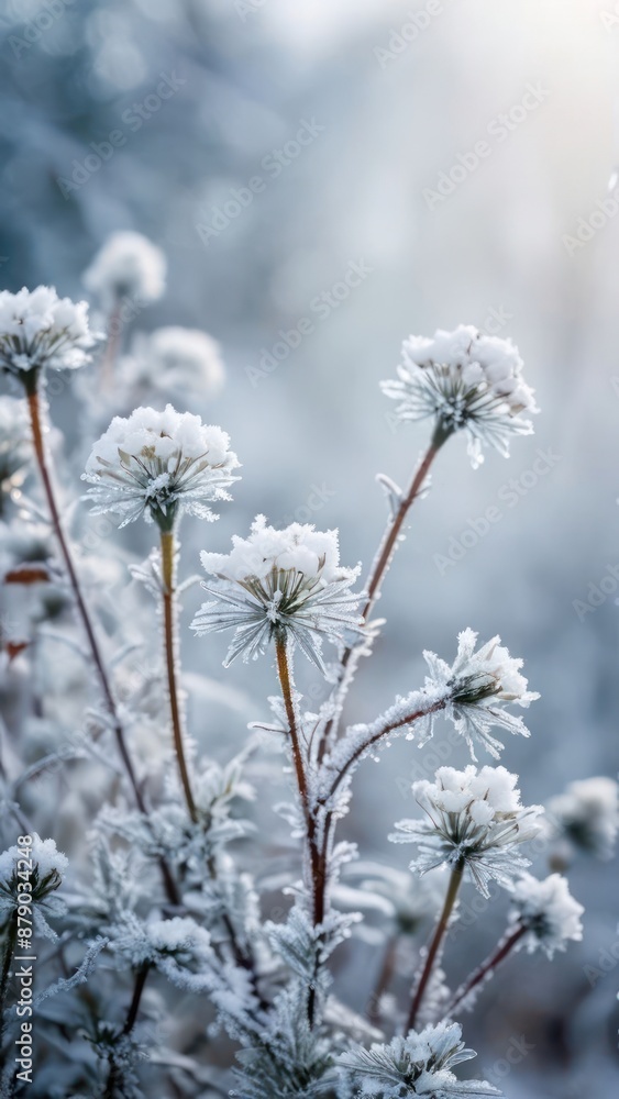 Whispering Winter Whiteness, A Minimalist Portrait of Snow-Clad Blossoms Whispering Winter Whiteness, A Minimalist Portrait of Snow-Clad Blossoms