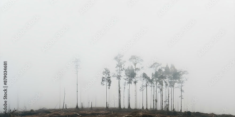 Impact of Illegal Deforestation in the Amazon Rainforest Trees Cut Down