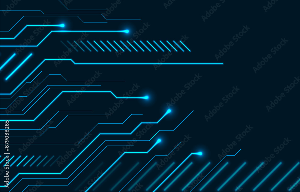 Abstract blue neon technology background with circuit board lines. Futuristic computer chip vector design Abstract blue neon technology background with circuit board lines. Futuristic computer chip vector design