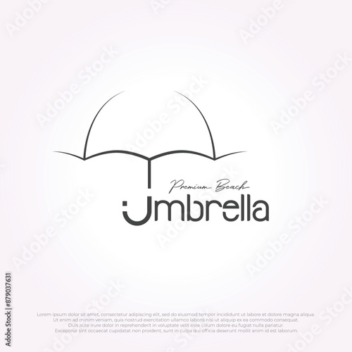 minimalist line art umbrella logo with letter J. illustration design of letter j parasol vector