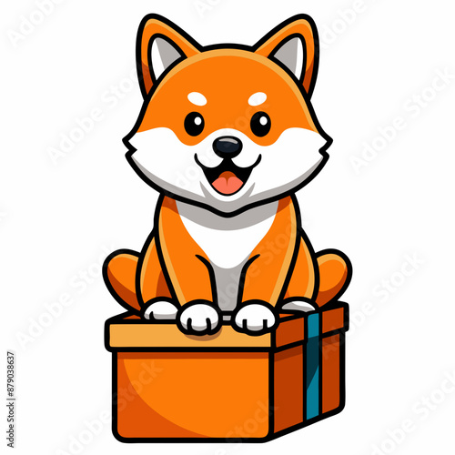 cute shiba inu brought a christmas present