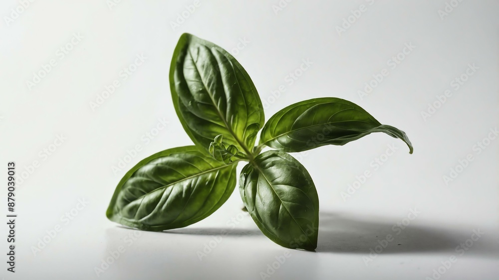 single basilherb in a white background single basilherb in a white background