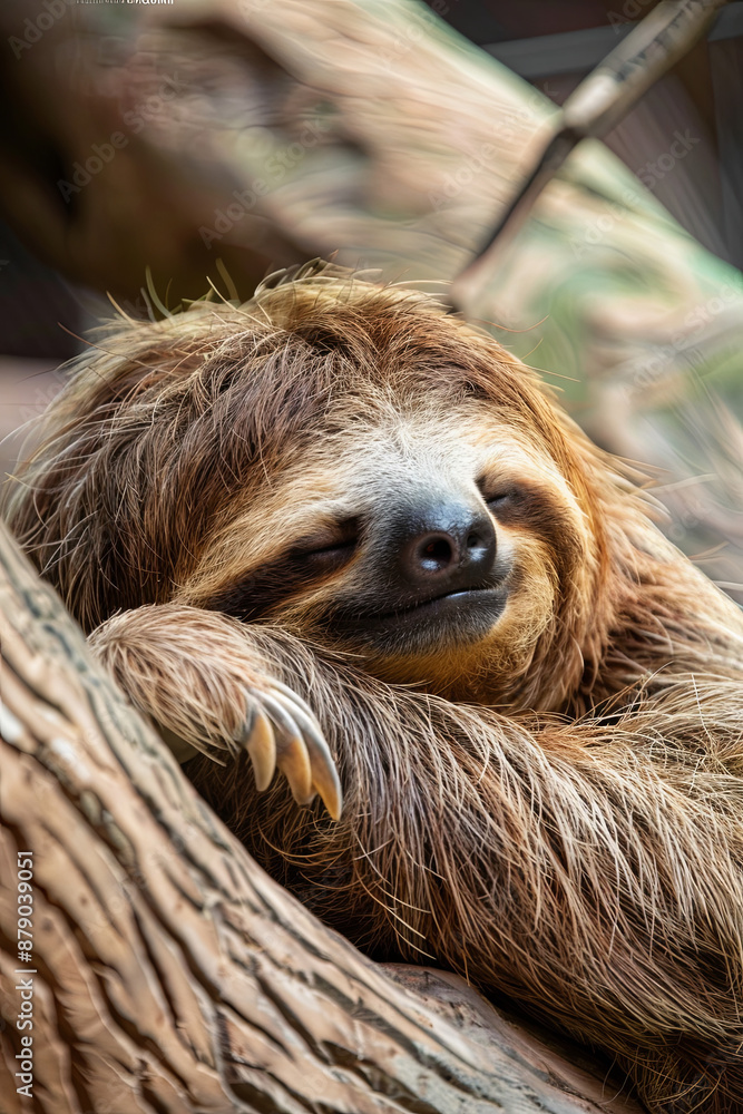 Fototapeta premium Sleepy sloth with a goofy expression