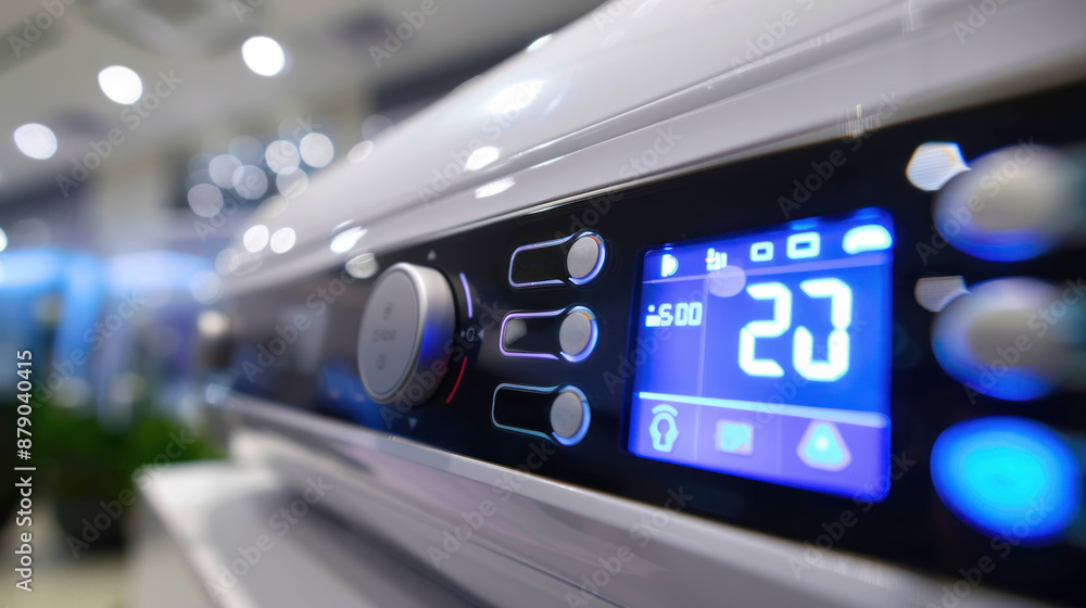 Innovative Smart Technology Interface on Close-up of Cassette Air Conditioner for Modern Cooling Control Innovative Smart Technology Interface on Close-up of Cassette Air Conditioner for Modern Cooling Control