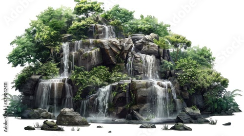 Cascade of Waterfalls in a Lush Green Jungle