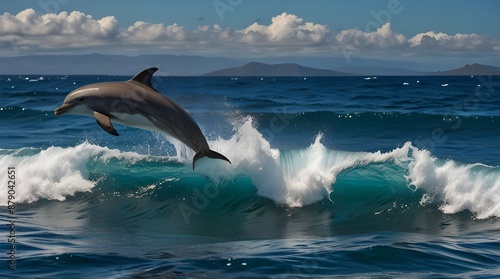 Playful dolphins jumping over breaking waves Hawaii.generative.ai