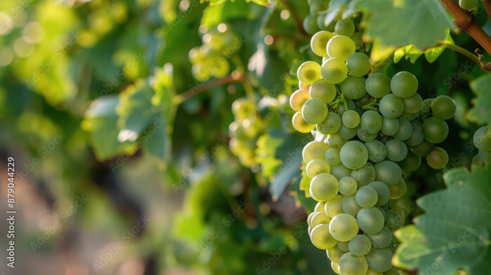 Immature grapes on vine in vineyard prior to harvest Blank area for text or design Immature grapes on vine in vineyard prior to harvest Blank area for text or design