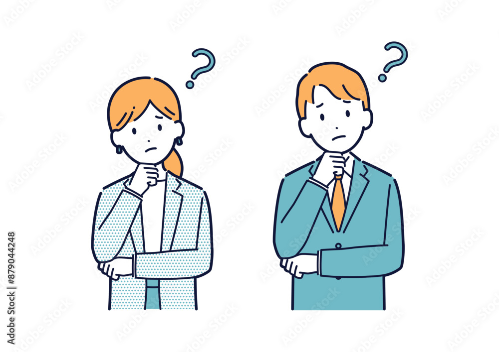 悩むビジネスパーソンのイラストセット＿上半身