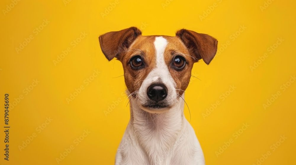 Jack Russell Terrier with yellow background Jack Russell Terrier with yellow background