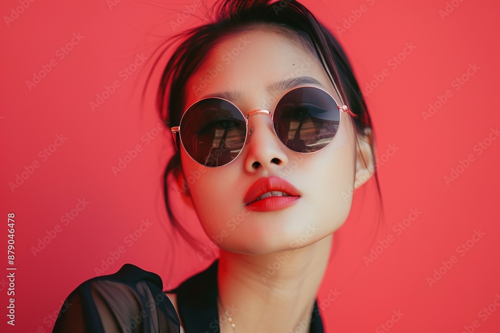 Stylish woman with reflective sunglasses Stylish woman with reflective sunglasses