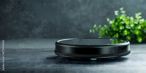 Revolutionizing Cleaning How a High-Tech Robot Vacuum Simplifies Household Chores. Concept Household Chores, High-Tech Gadgets, Robot Vacuum, Cleaning Innovation, Simplifying Tasks photo