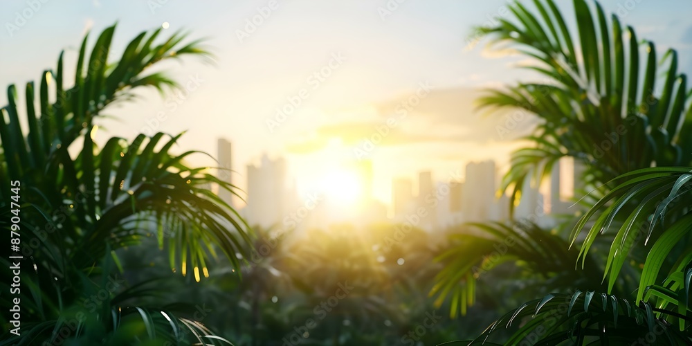 Futuristic City Skyline in Jungle Clearing Product Photo. Concept Futuristic City, Skyline, Jungle Clearing, Product Photo Futuristic City Skyline in Jungle Clearing Product Photo. Concept Futuristic City, Skyline, Jungle Clearing, Product Photo
