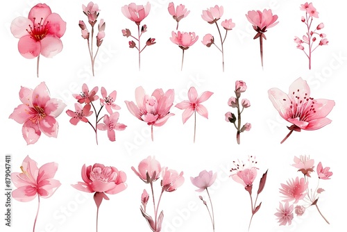 Wallpaper Mural Delicate Watercolor Spring Floral Blossom Collection in Soft Pastel Hues Torontodigital.ca