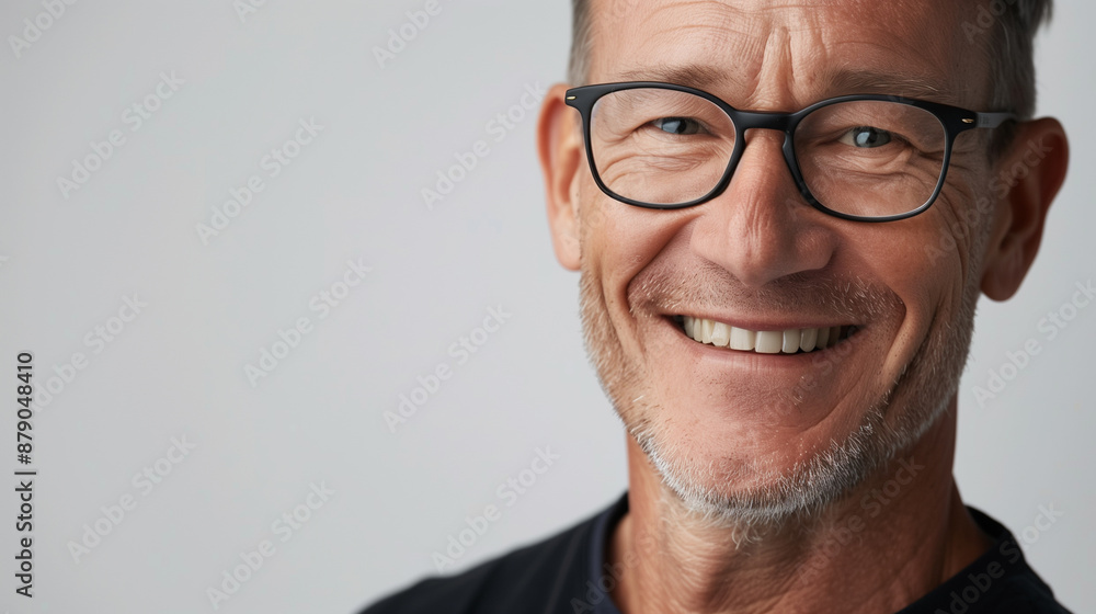 Grinning White Man with Glasses on White Background Grinning White Man with Glasses on White Background