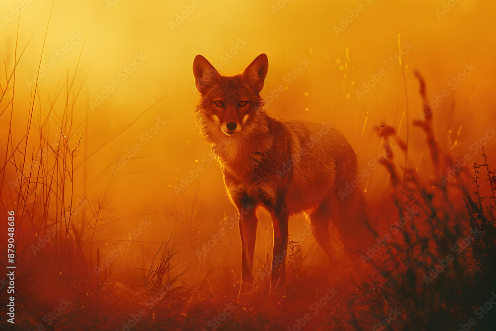 Coyote in Golden Hour Realistic Image Coyote in Golden Hour Realistic Image