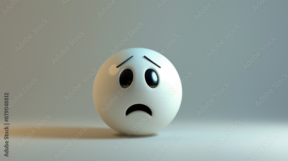 white emoticon with worry expression 3d render white emoticon with worry expression 3d render