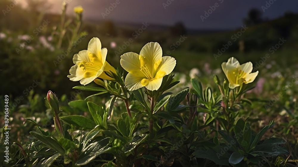 Obraz premium Common Evening Primrose Flower in Serene Meadow