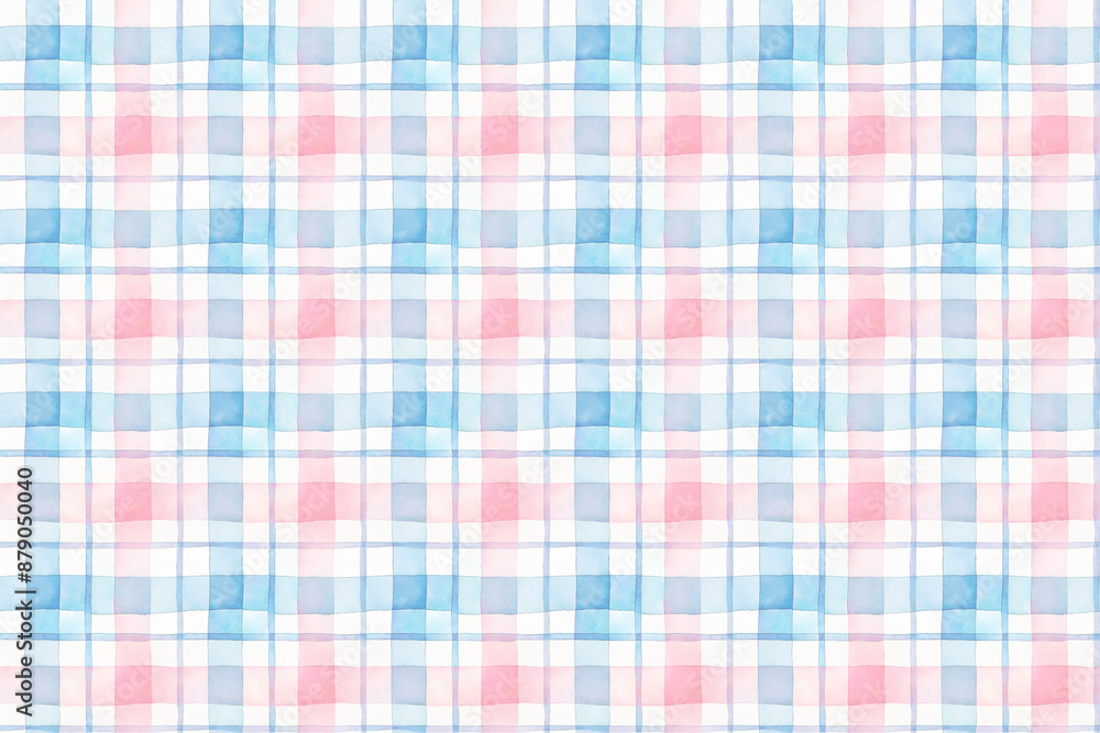 水彩画のピンクと水色のチェック柄シームレスパターン背景イラスト 水彩画のピンクと水色のチェック柄シームレスパターン背景イラスト