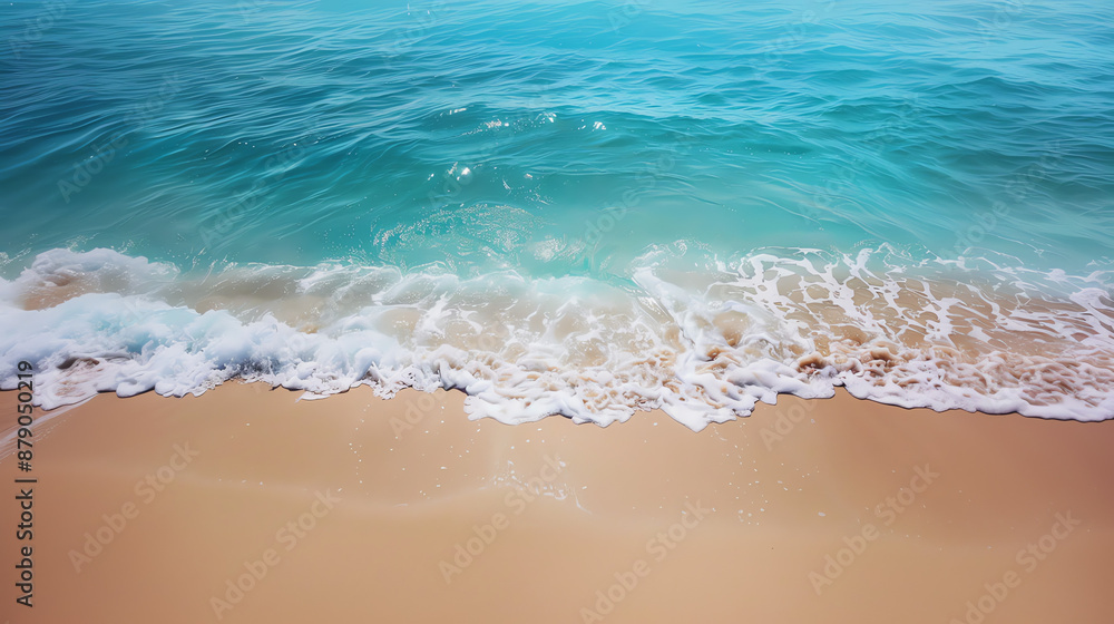 Tranquil Ocean Waves Crashing on Sandy Beach. Tranquil Ocean Waves Crashing on Sandy Beach.