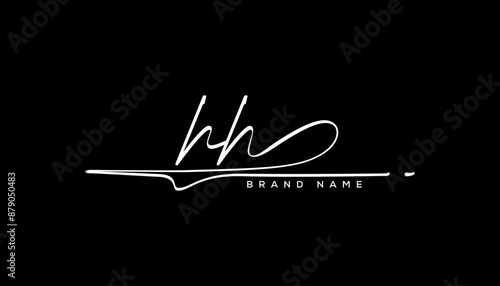 HH letter beauty handwriting vector logo.  photo