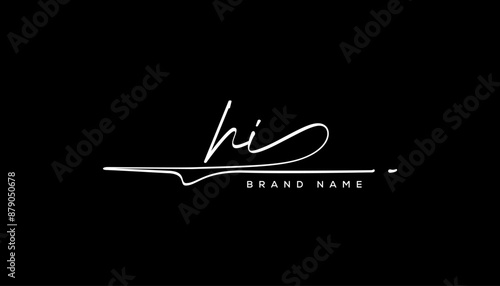 HI letter beauty handwriting vector logo.