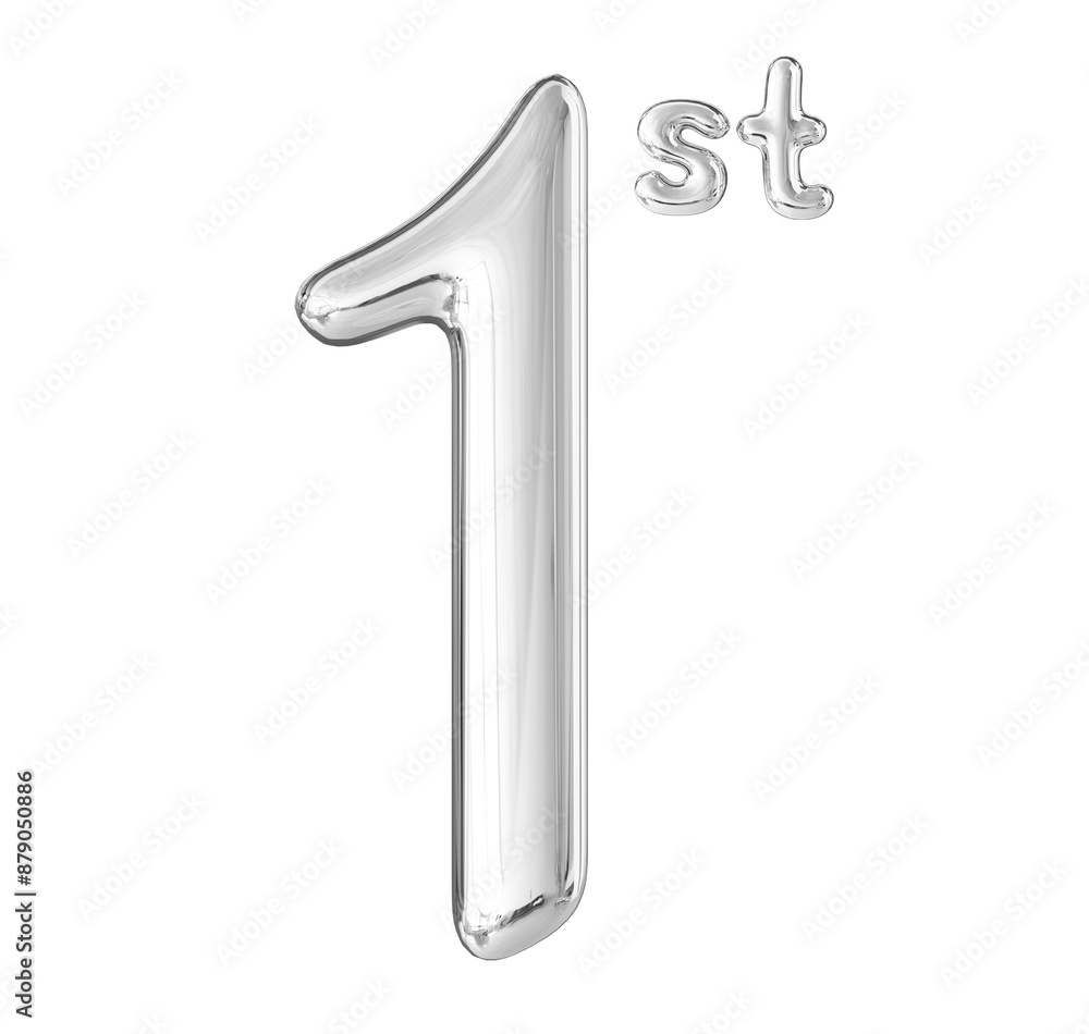 1st Anniversary Silver Number 3D 1st Anniversary Silver Number 3D