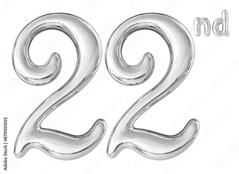 22nd Anniversary Silver Number 3D 22nd Anniversary Silver Number 3D