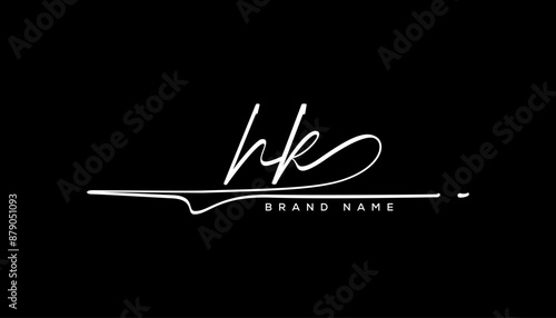 HK letter beauty handwriting vector logo. 