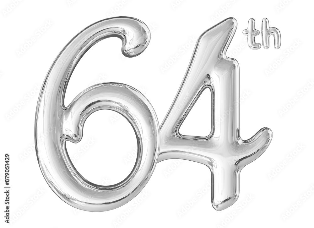 64th Anniversary Silver Number 3D 64th Anniversary Silver Number 3D